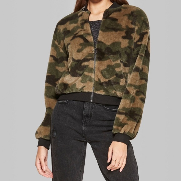 wild fable Jackets & Blazers - Final Price! Cropped Camo print plush jacket
